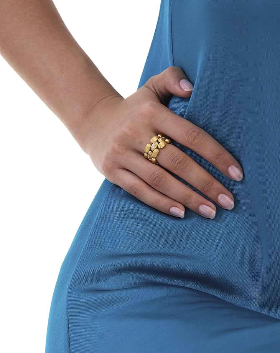 Nanis Anello “Diva” a tripla fascia in oro e diamanti – Nanis Italian Jewels Moda