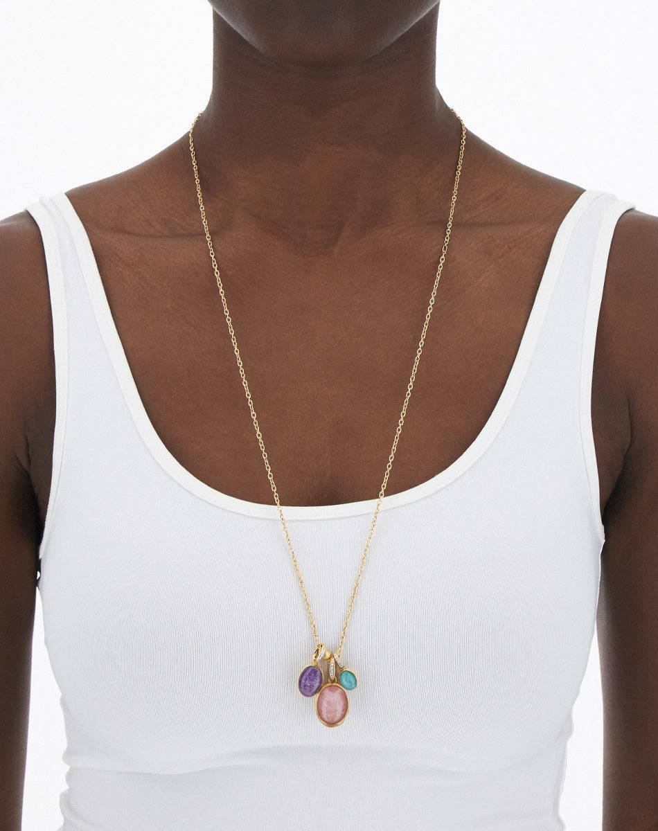 Nanis collana a catena con charms pendenti "boules" in oro inciso, diamanti – Nanis Italian Jewels Shopping Online