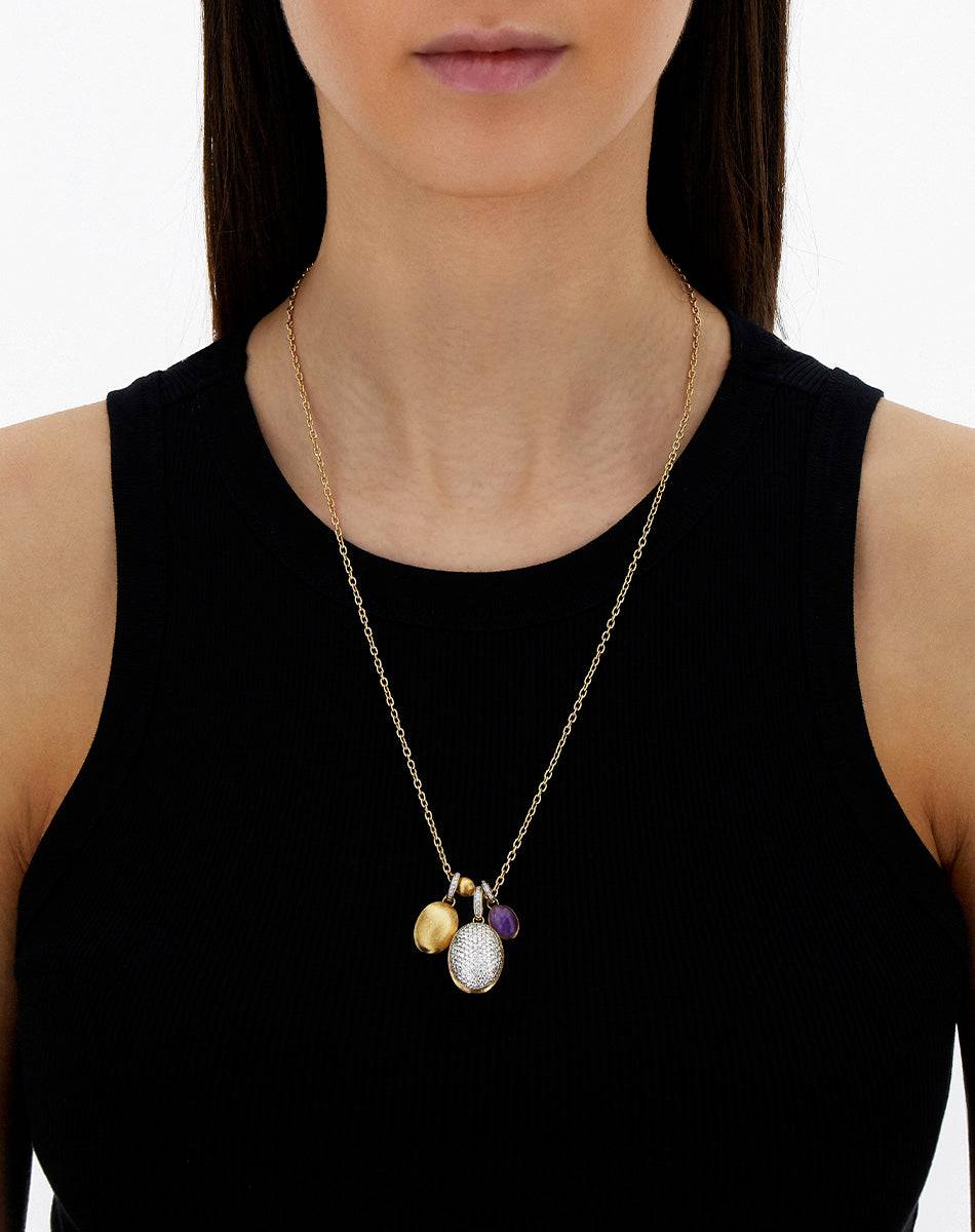 Nanis collana a catena con charms pendenti "boules" in oro inciso, diamanti – Nanis Italian Jewels Affare Del Giorno