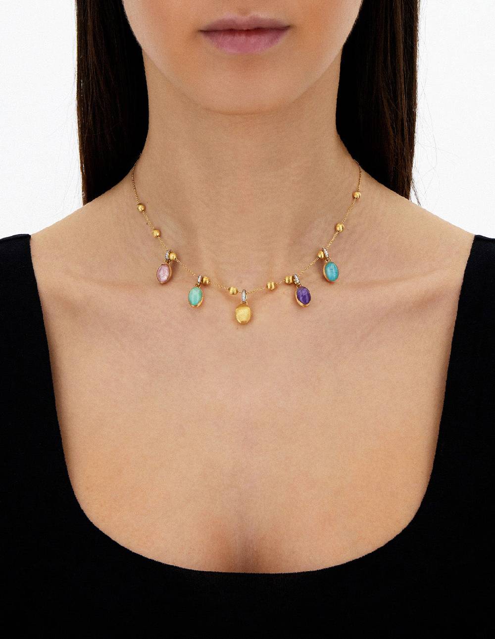 Nanis collana girocollo "soffio" con charms colorati in oro, diamanti e piet – Nanis Italian Jewels Prezzo Ridotto