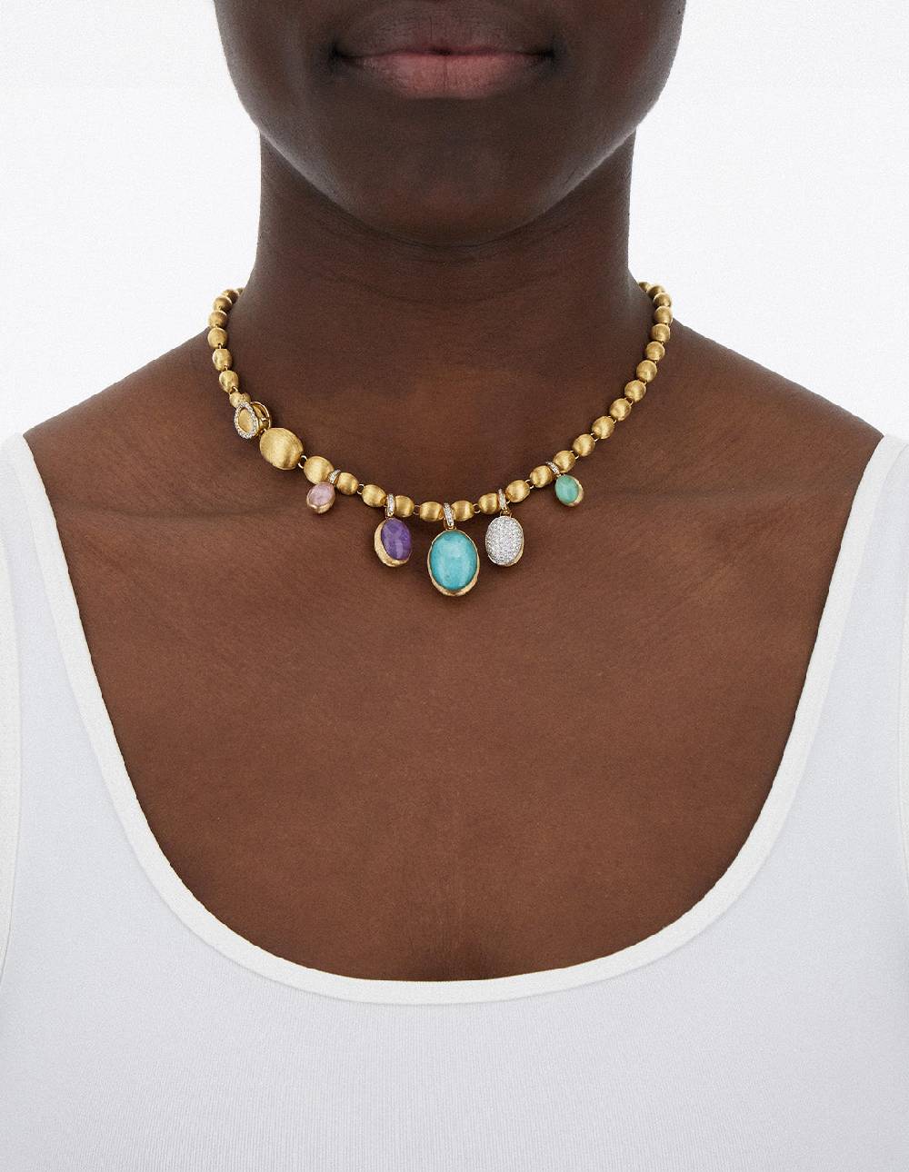 Nanis collana girocollo "ivy" con charms colorati in oro, diamanti e pietre – Nanis Italian Jewels Sottocosto