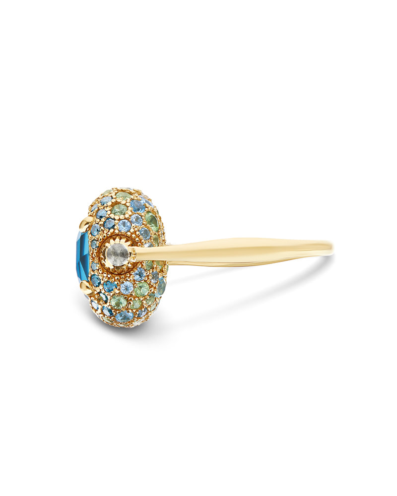 Nanis Anello "DANCING REVERSE" double face in in oro, diamanti blu, topazio – Nanis Italian Jewels Enormi sconti