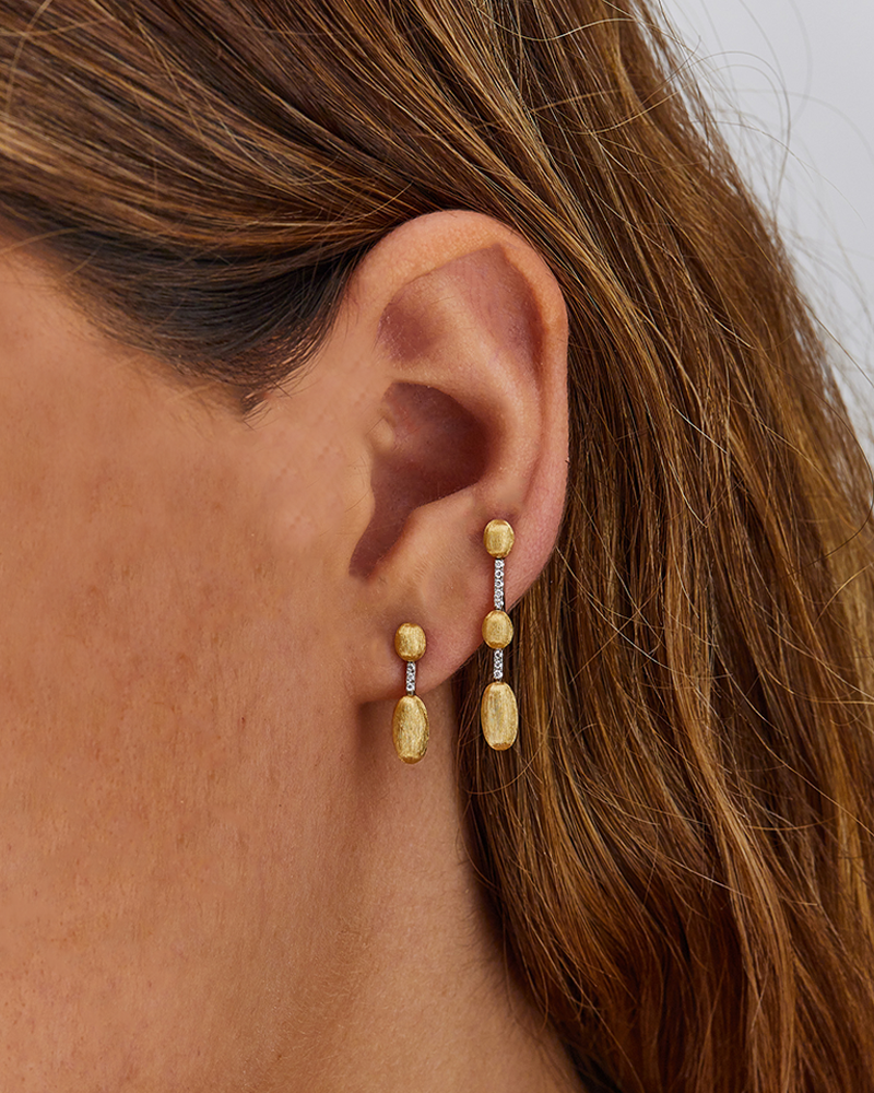 Nanis Orecchini "DANCING ÉLITE" pendenti essenziali incisi a mano in oro e d – Nanis Italian Jewels Qualità Garantita