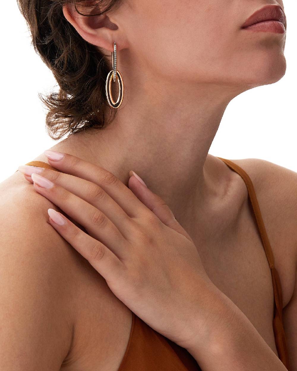 Nanis Orecchini "LIBERA ICON" ovali in oro rosa e diamanti – Nanis Italian Jewels Negozio