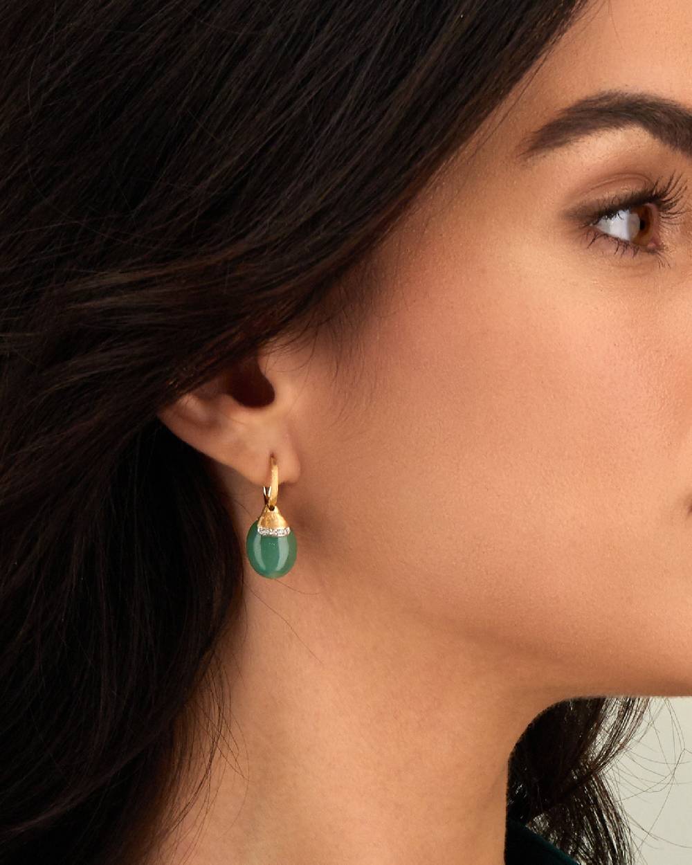 Nanis Orecchini ciliegine "AMAZZONIA" pendenti in oro, avventurina verde e d – Nanis Italian Jewels Black Friday