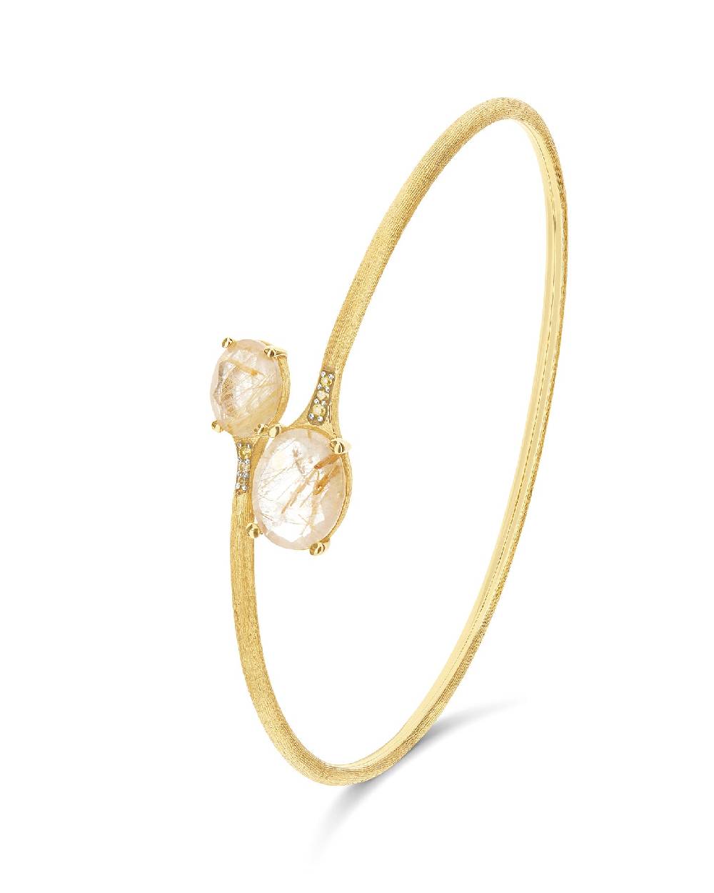 Nanis Bracciale a schiava "IPANEMA" in oro, quarzo rutilato giallo e diamant – Nanis Italian Jewels Offerta Giorno del Papà