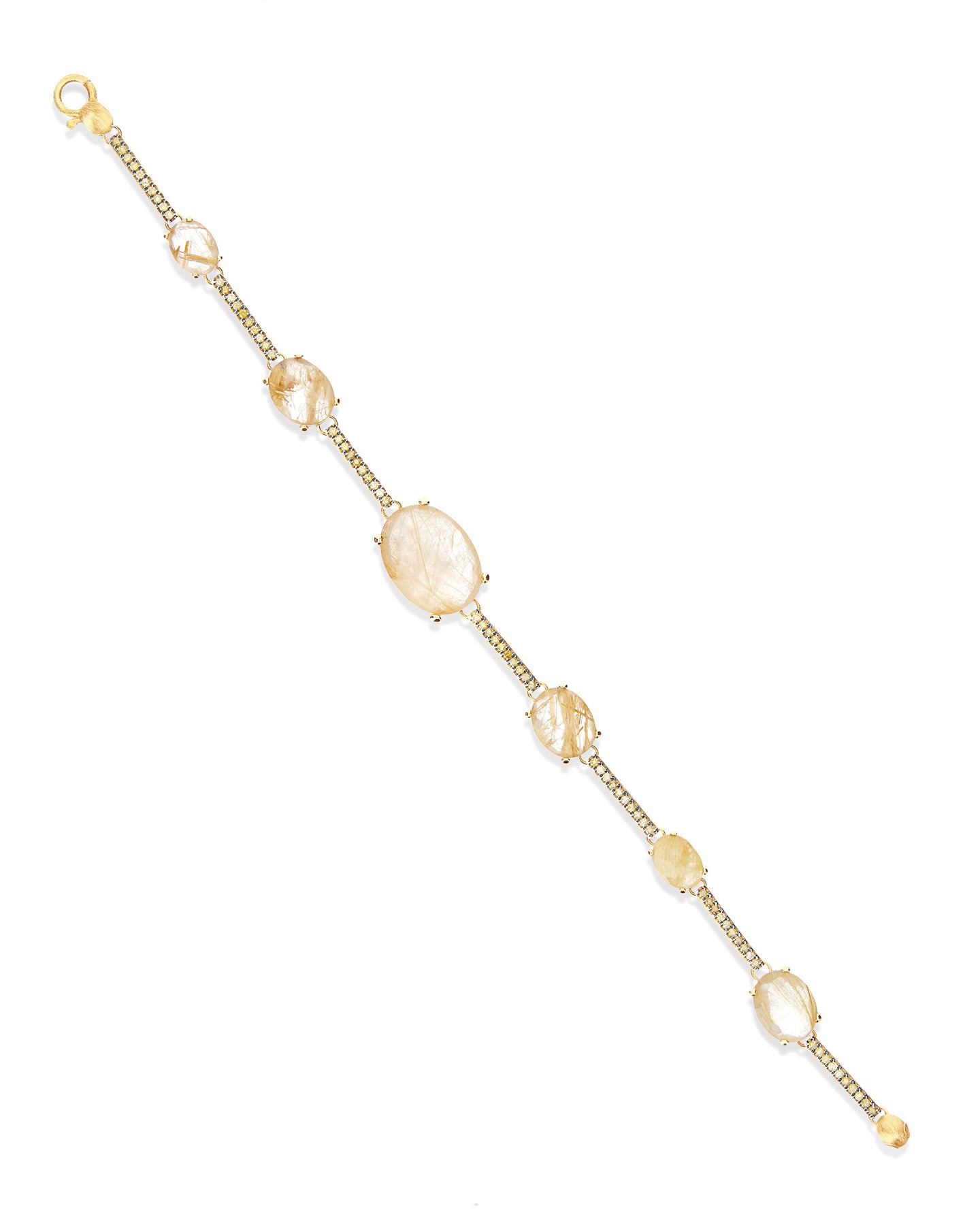 Nanis Bracciale "ARIA" in oro, quarzo rutilato giallo e barrette di diamanti – Nanis Italian Jewels Offerta San Valentino
