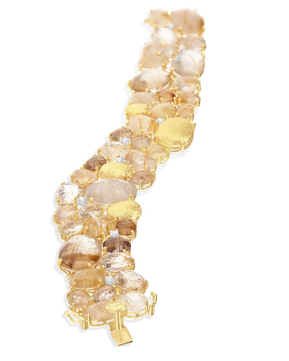 Nanis Bracciale "IPANEMA" a fascia in oro, quarzo rutilato giallo e diamanti – Nanis Italian Jewels Offerta Anniversario