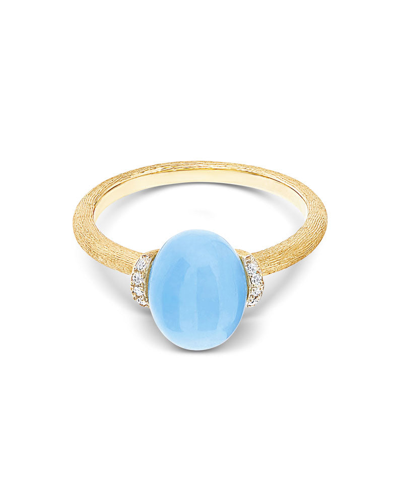 Nanis Anello "AZURE" in oro, diamanti e acquamarina milk (medio) – Nanis Italian Jewels Enormi sconti