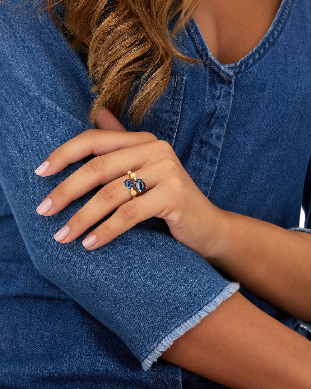Nanis Anello contrariè "DANCING AZURE" con boules in oro, diamanti e topazio – Nanis Italian Jewels Sconti questo mese