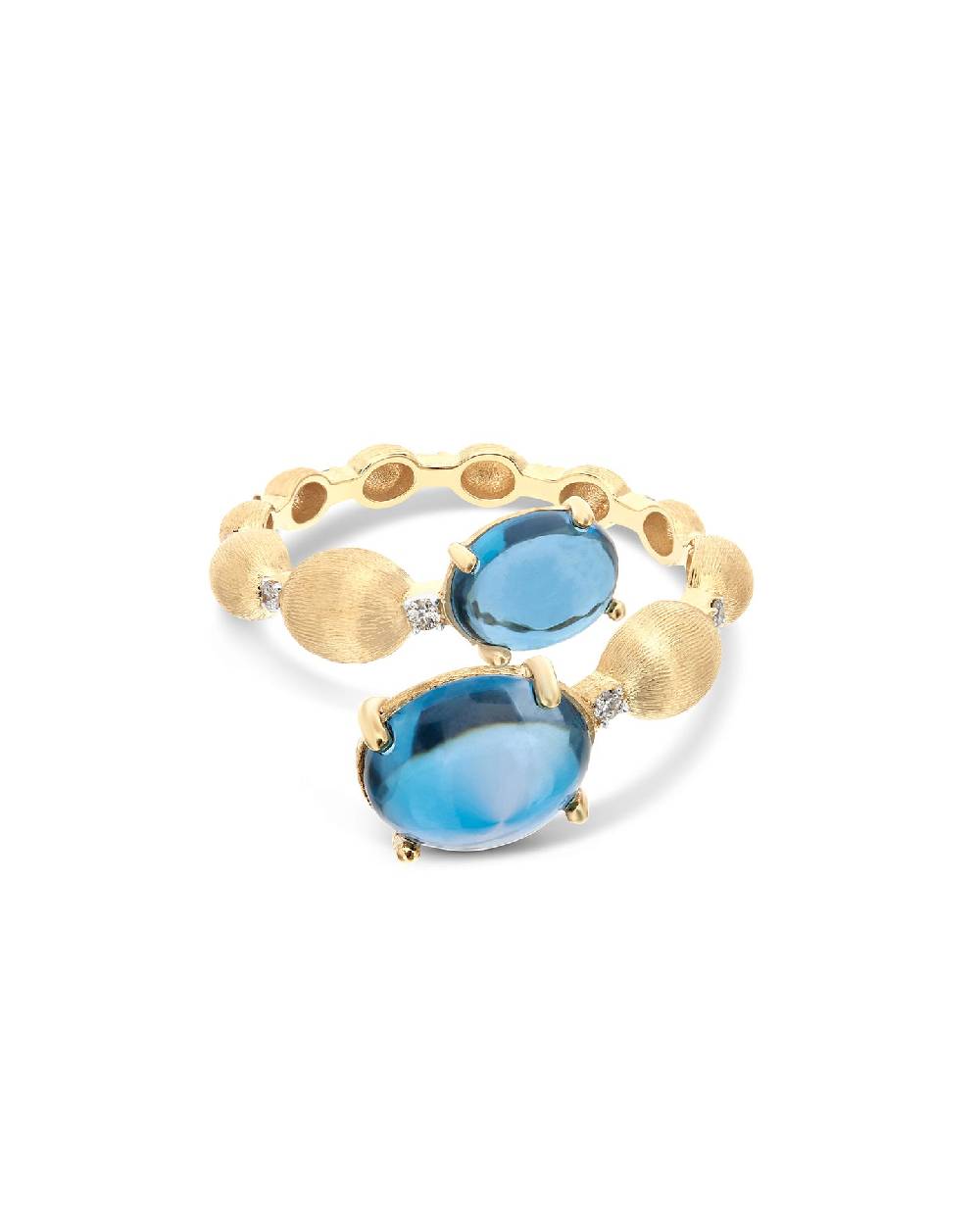 Nanis Anello contrariè "DANCING AZURE" con boules in oro, diamanti e topazio – Nanis Italian Jewels Sconti questo mese