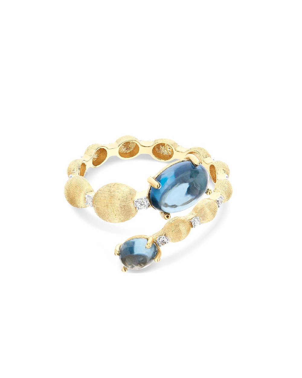 Nanis Anello contrariè "DANCING AZURE" con boules in oro, diamanti e topazio – Nanis Italian Jewels 2025