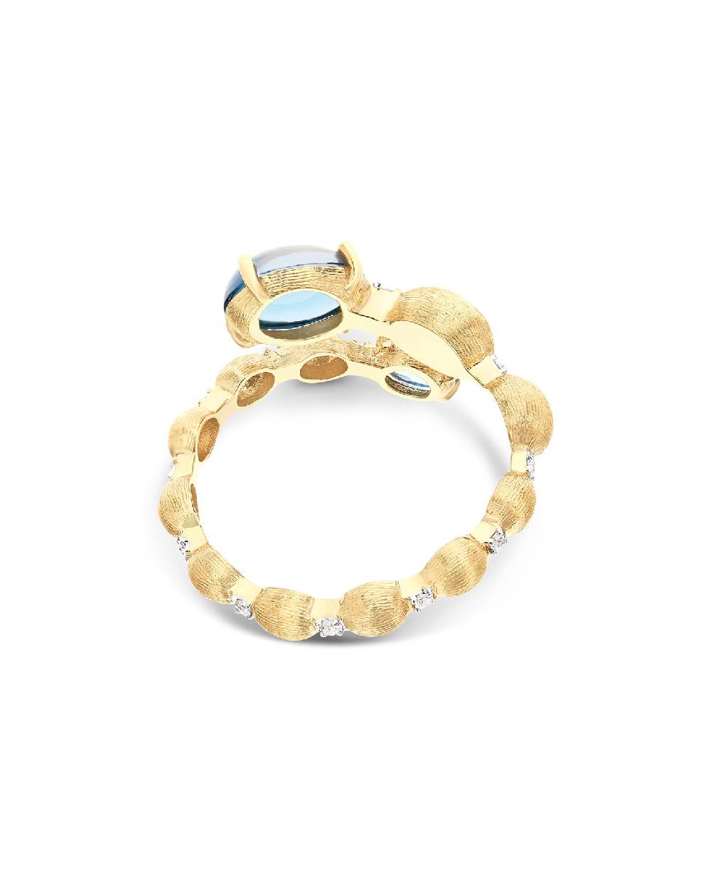 Nanis Anello contrariè "DANCING AZURE" con boules in oro, diamanti e topazio – Nanis Italian Jewels 2025