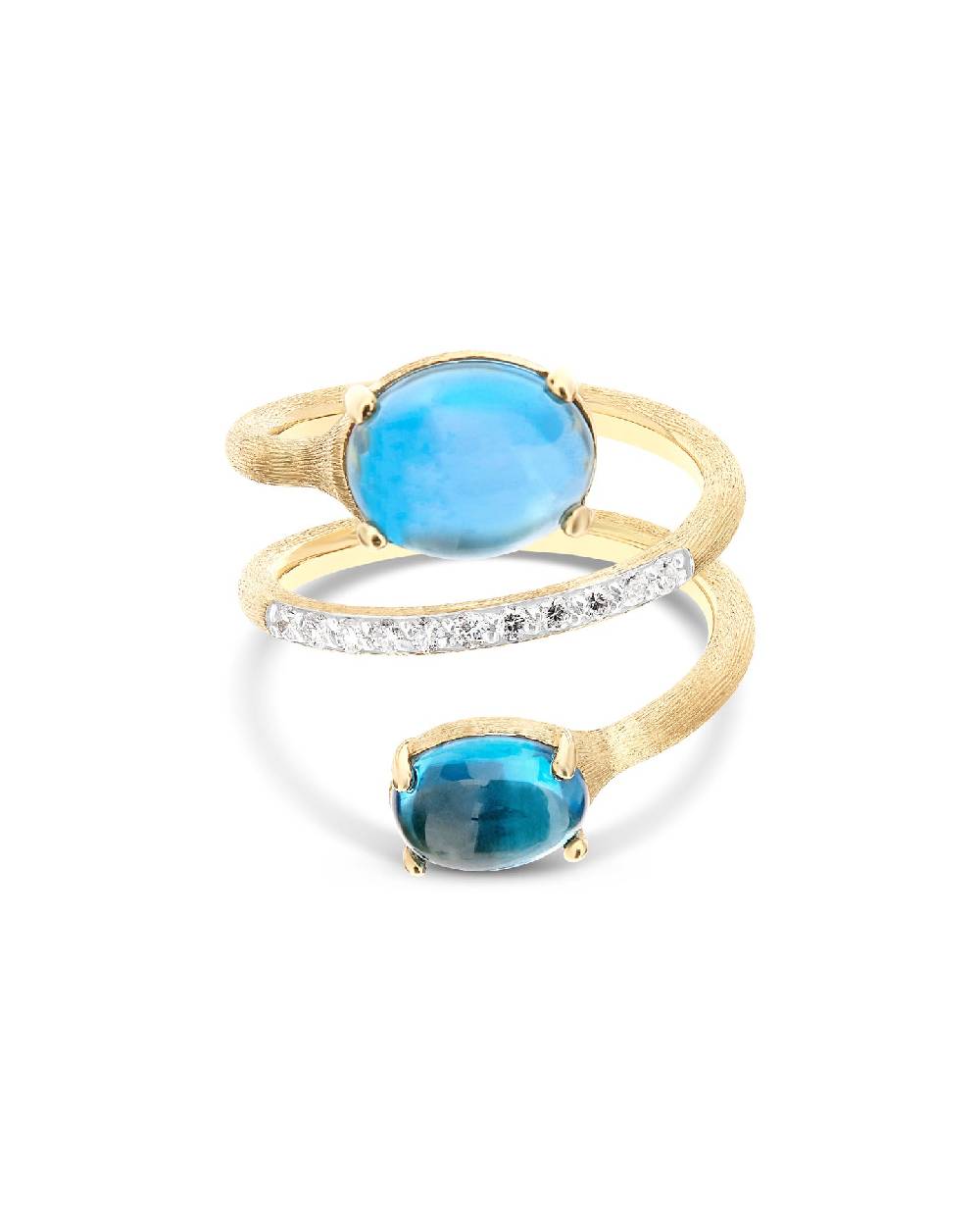 Nanis Anello contrariè "DANCING AZURE" in oro, diamanti e topazio London blu – Nanis Italian Jewels Italia