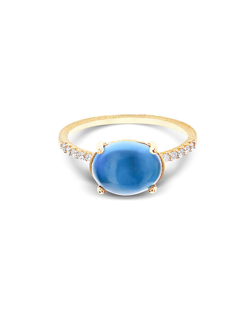 Nanis Anello "DANCING AZURE" in oro, diamanti e topazio London blu (grande) – Nanis Italian Jewels Promozione