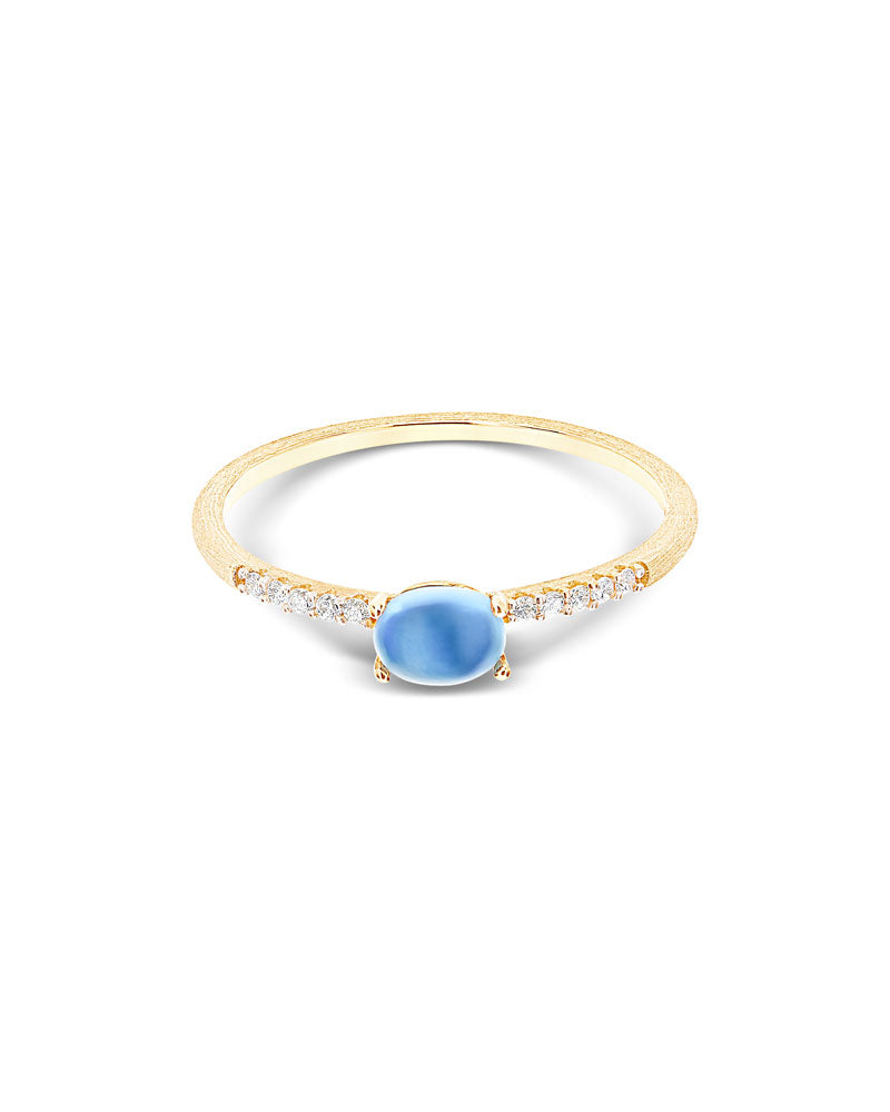 Nanis Anello "DANCING AZURE" in oro, diamanti e topazio London blu (piccolo) – Nanis Italian Jewels Pezzi Unici
