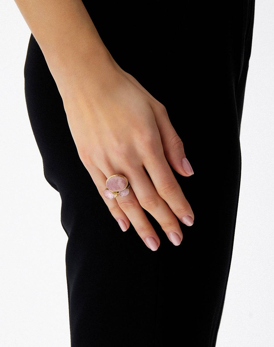 Nanis Anello Rosolio "Boules" in oro inciso, diamanti, cristallo di rocca, q – Nanis Italian Jewels Promozione temporanea