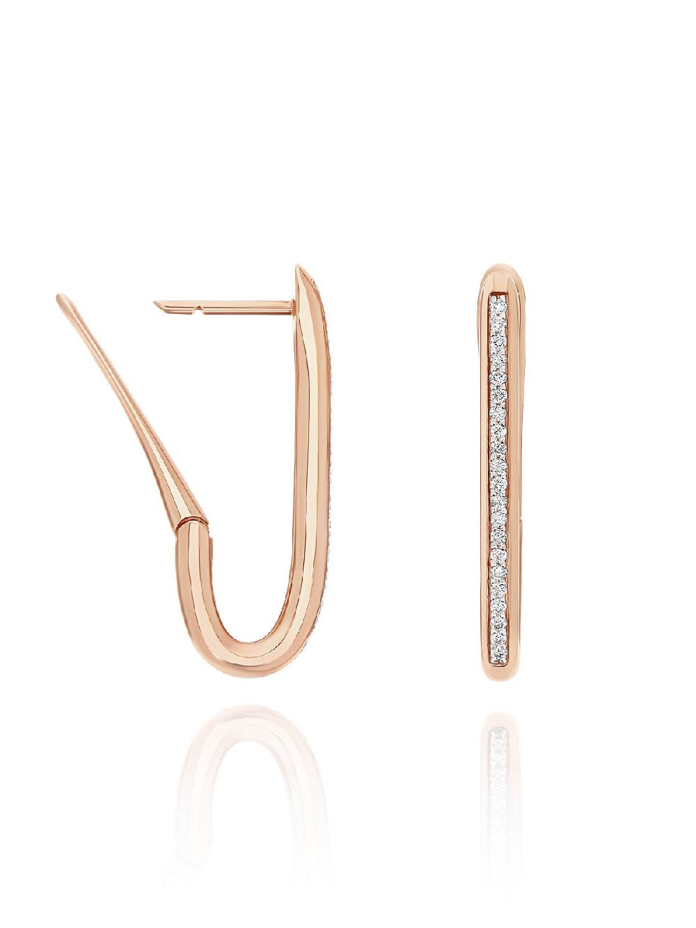 Nanis Orecchini a cerchio "libera" squadrati medi in oro rosa e diamanti – Nanis Italian Jewels Negozi Online