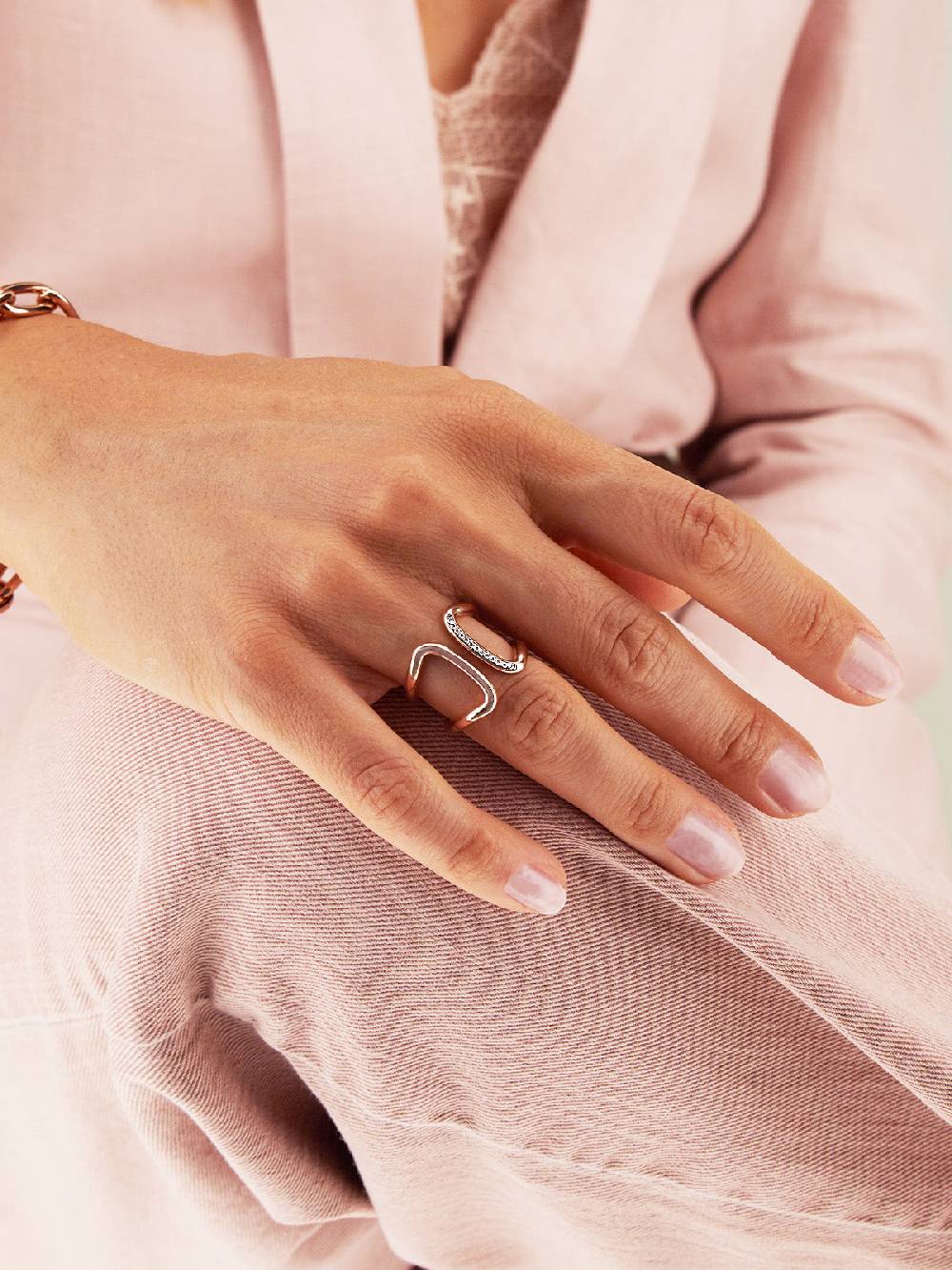 Nanis Anello "libera" a fascia in oro rosa e diamanti – Nanis Italian Jewels Promozione Limitata