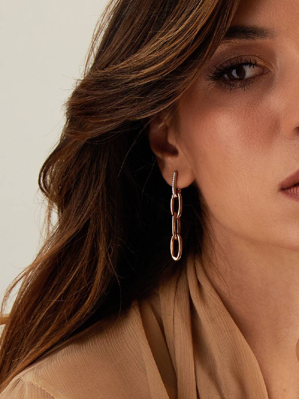Nanis Orecchini "LIBERA SOUL" pendenti con triplo elemento in oro rosa e dia – Nanis Italian Jewels Novità