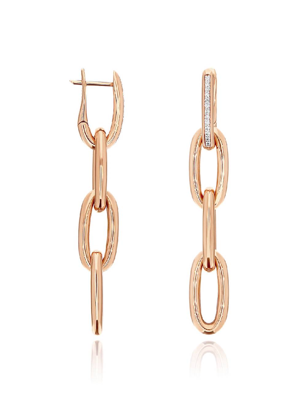 Nanis Orecchini "LIBERA SOUL" pendenti con triplo elemento in oro rosa e dia – Nanis Italian Jewels Novità