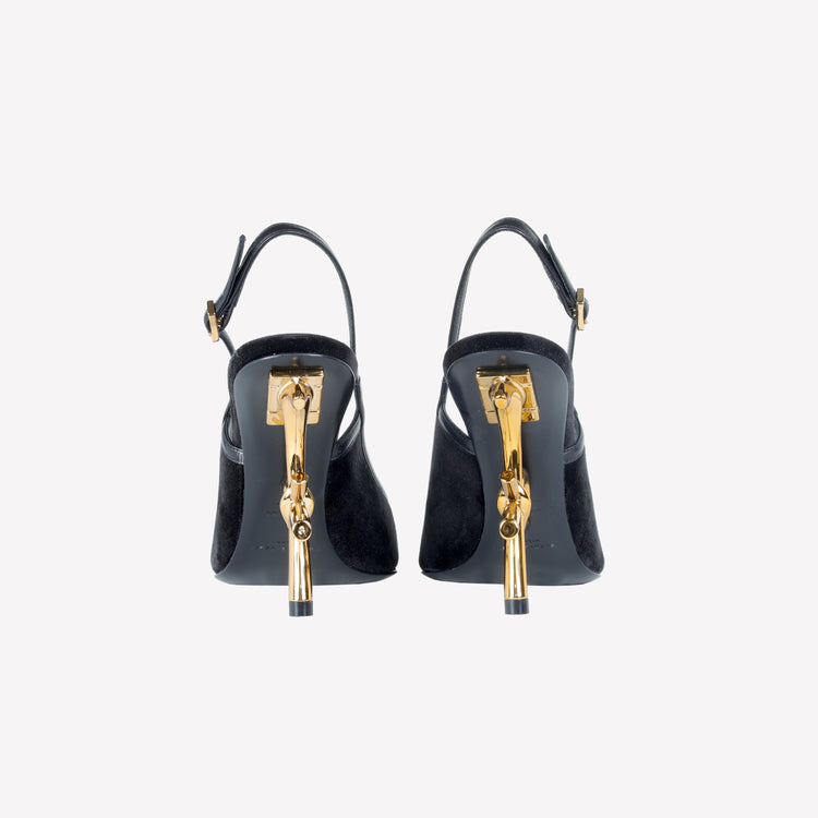 Roberto Festa SLINGBACK IN VELLUTO CON TACCO SCULTURA LOGO SANDY Nuova