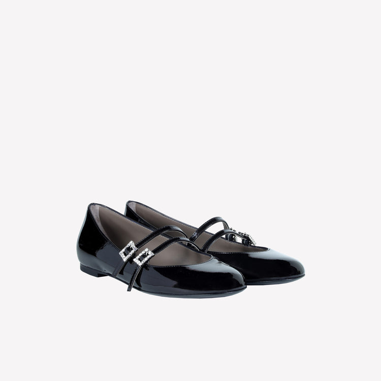 Roberto Festa BALLERINA IN VERNICE CON DOPPIO CINTURINO E FIBBIE STRASS DITS Vendita