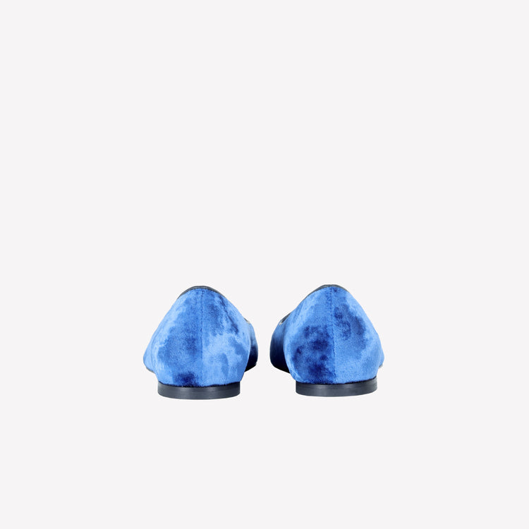 Roberto Festa BALLERINA IN VELLUTO BLU CHINA CON RICAMO RF FELIX Spedizione Gratuita
