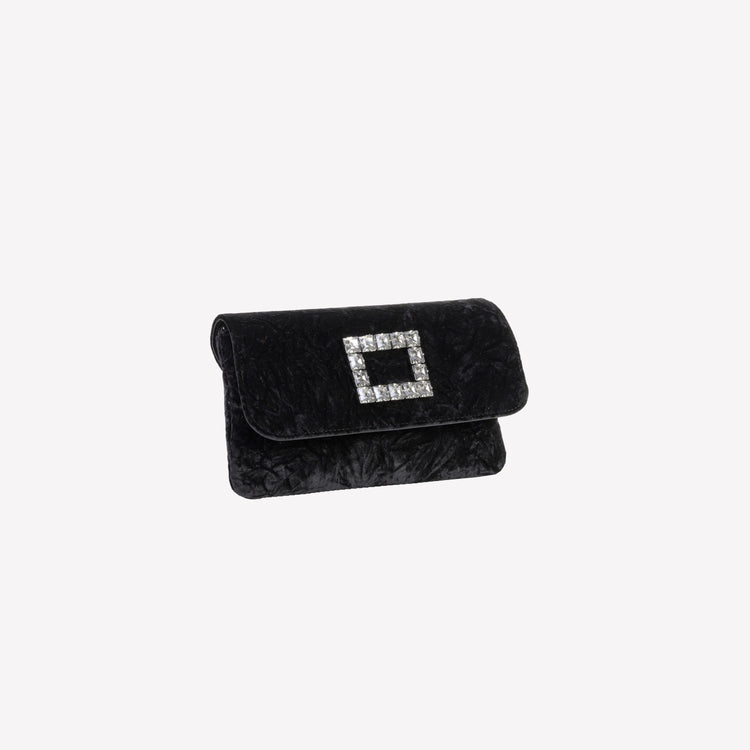 Roberto Festa BORSA IN VELLUTO NERO CON ACCESSORIO STRASS CAPRI LUX Affare Del Giorno
