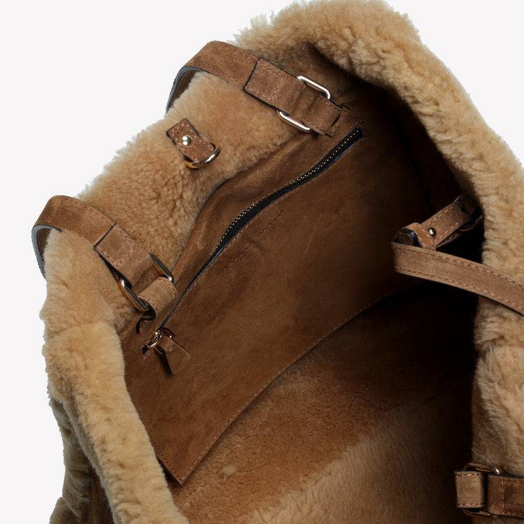 Roberto Festa BORSA SHOPPING IN CAMOSCIO LIGHT BRUCIATO CON RIPORTI IN MONTONE MIELE RAISSA Sconto
