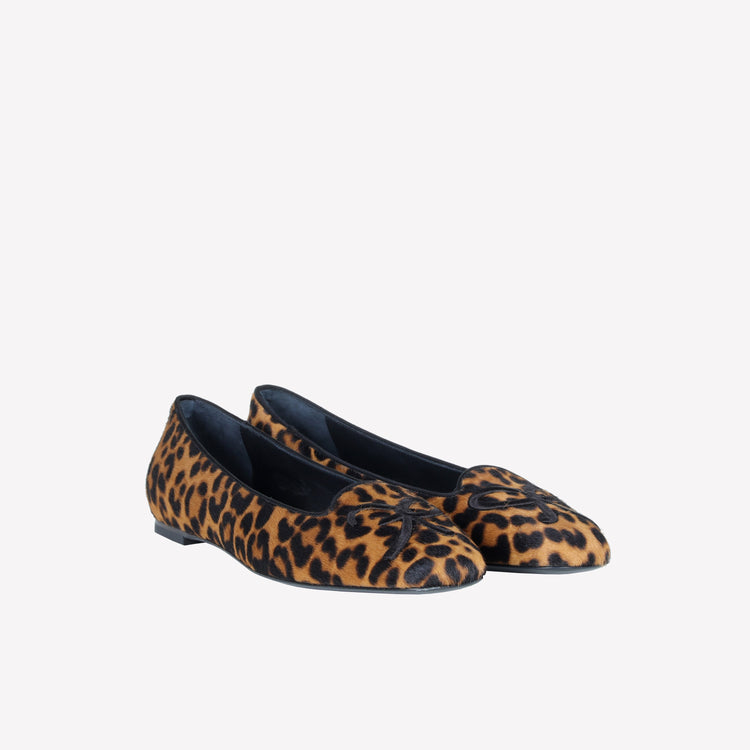 Roberto Festa BALLERINA IN PELLE DI VITELLO CON STAMPA LEOPARDATA CON RICAMO RF FELIX In Vendita
