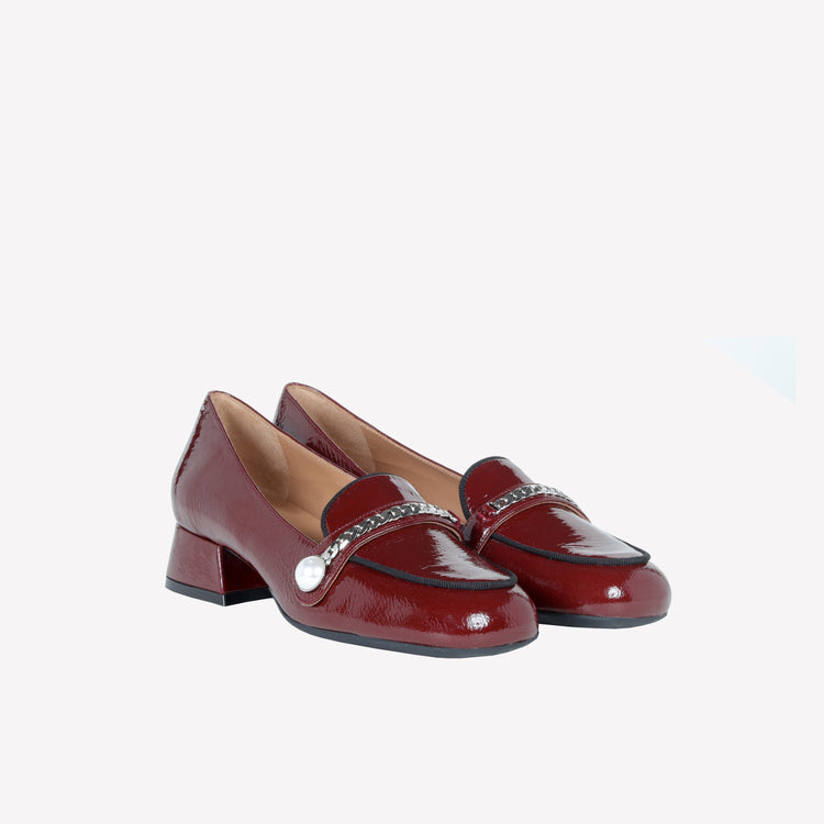 Roberto Festa MOCASSINO IN VERNICE BORDEAUX CON ACCESSORIO CATENA ARGENTO DODI In Saldo
