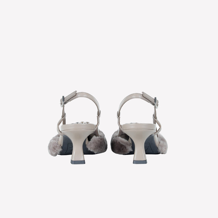 Roberto Festa SLINGBACK IN VISONE NUTRIA CON FIBBIA QUADRA CON CRISTALLI STEFI Pezzi Unici