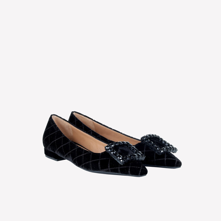 Roberto Festa BALLERINA IN VELLUTO CON STAMPA MATELASSE' CON FIBBIA QUADRA IN STRASS CRYSTAL AMAIA Fino Al -60%