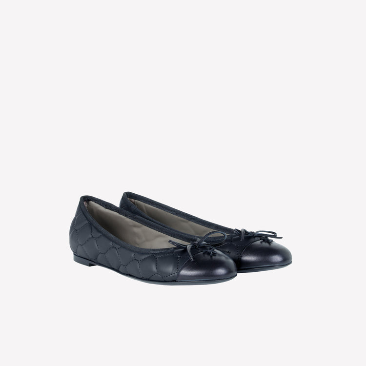Roberto Festa BALLERINA IN NAPPA NERA CON RICAMO TRAPUNTATO E PUNTINA FLY Convenienza
