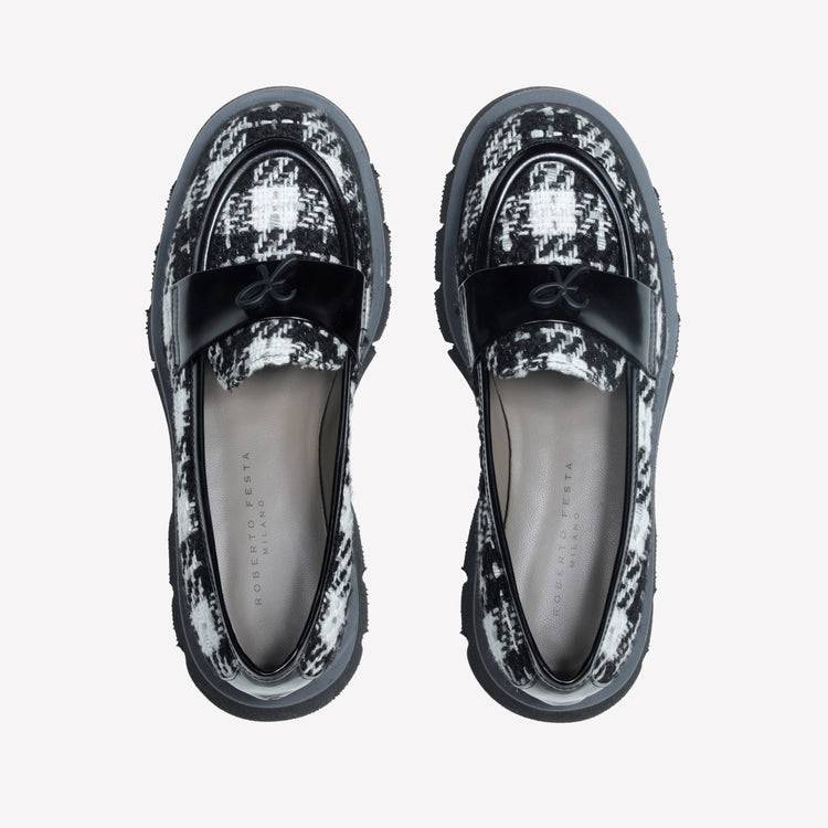 Roberto Festa MOCASSINO IN TWEED CON ACCESSORIO GOMMATO LOGO OFRA Hotsell