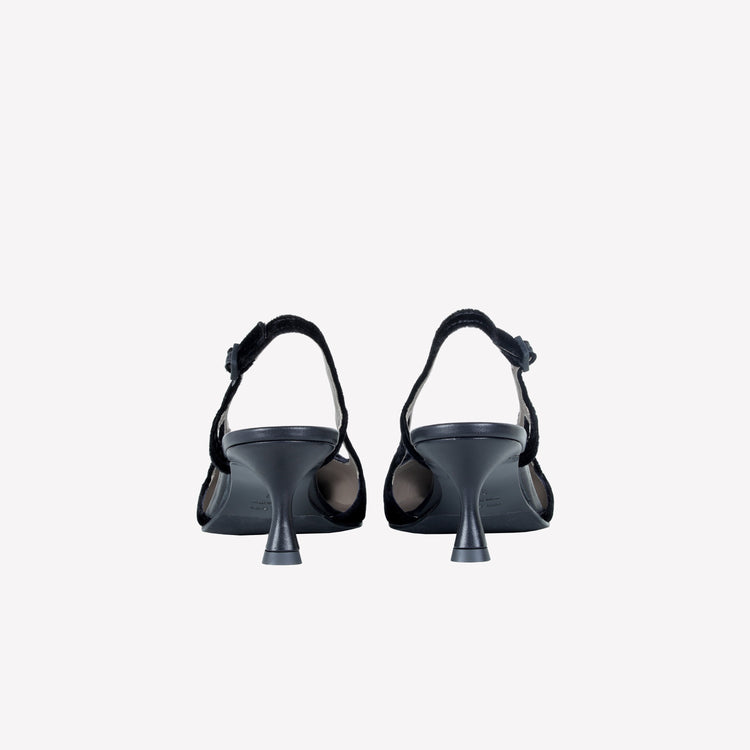 Roberto Festa SLINGBACK IN VELLUTO CON FIBBIA CRISTALLI BAGUETTE ATENA Nuova