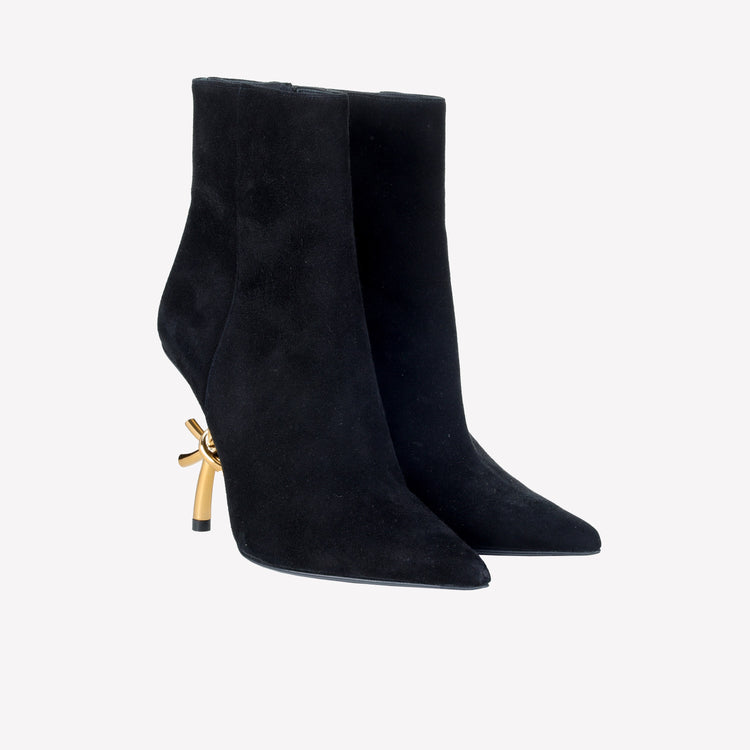 Roberto Festa ANKLE BOOT IN CAMOSCIO CON TACCO SCULTURA LOGO SCARLETT Moda