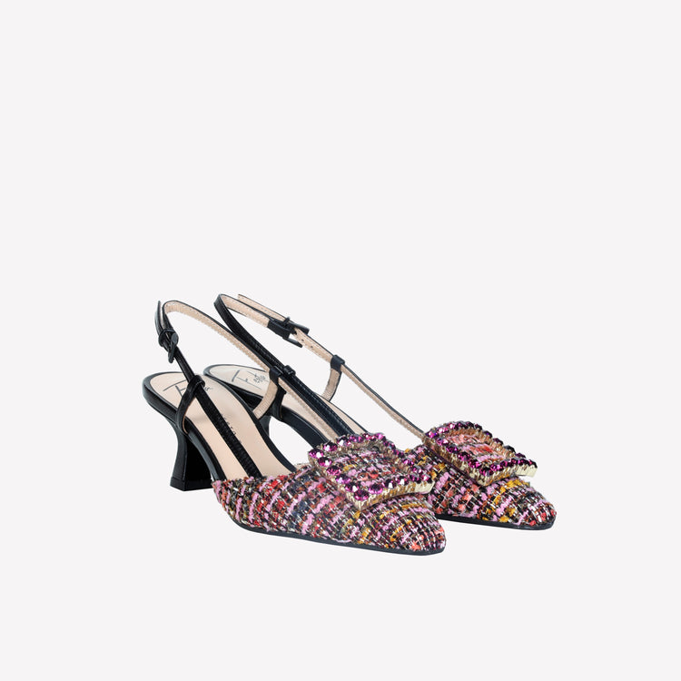 Roberto Festa slingback in pave multicolor e accessorio strass stefy 2025