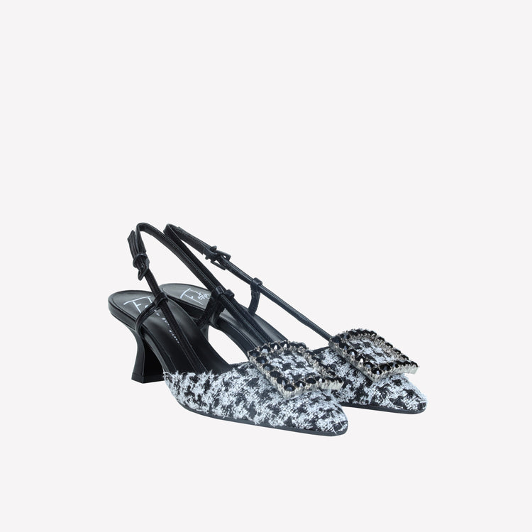 Roberto Festa slingback in poule nero e accessorio strass stefy Italy