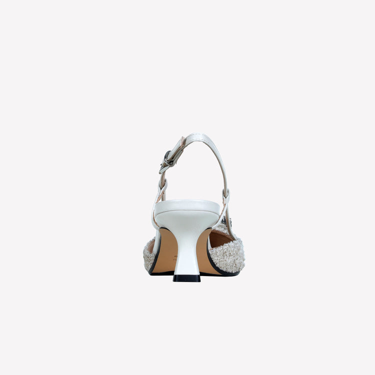 Roberto Festa slingback in boucle cream e accessorio strass stefy Italia