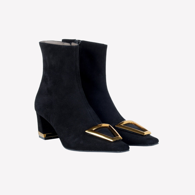 Roberto Festa ANKLE BOOT IN CAMOSCIO CON DETTAGLIO METALLICO COLOR ORO AMBRATO RISAS Negozi Online