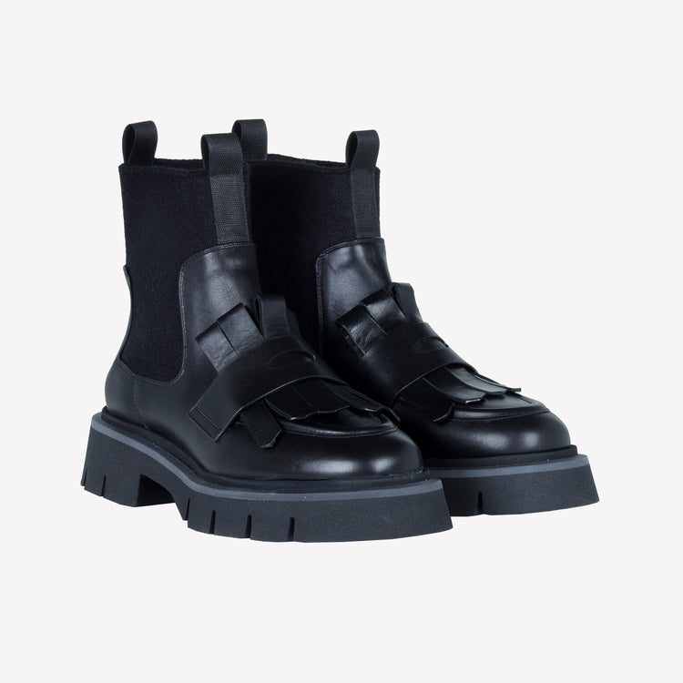 Roberto Festa ANKLE BOOT IN VITELLO CON ELASTICO IN LANA E FRANGIA IN PELLE PAULA Acquista Ora