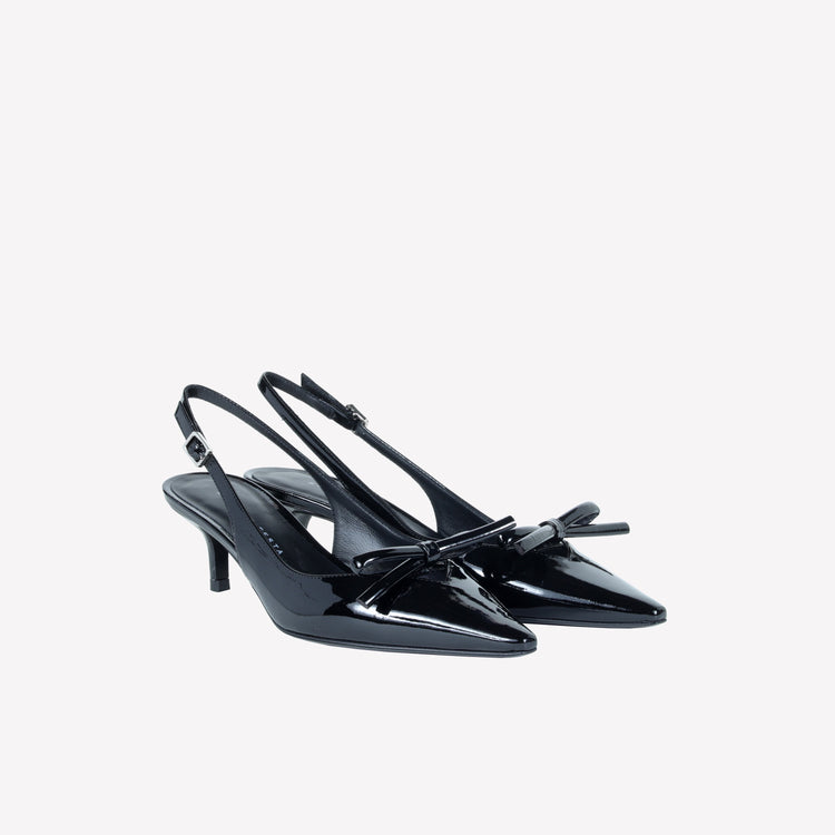 Roberto Festa SLINGBACK IN VERNICE NERA CON FIOCCHETTO SENYA In Saldo