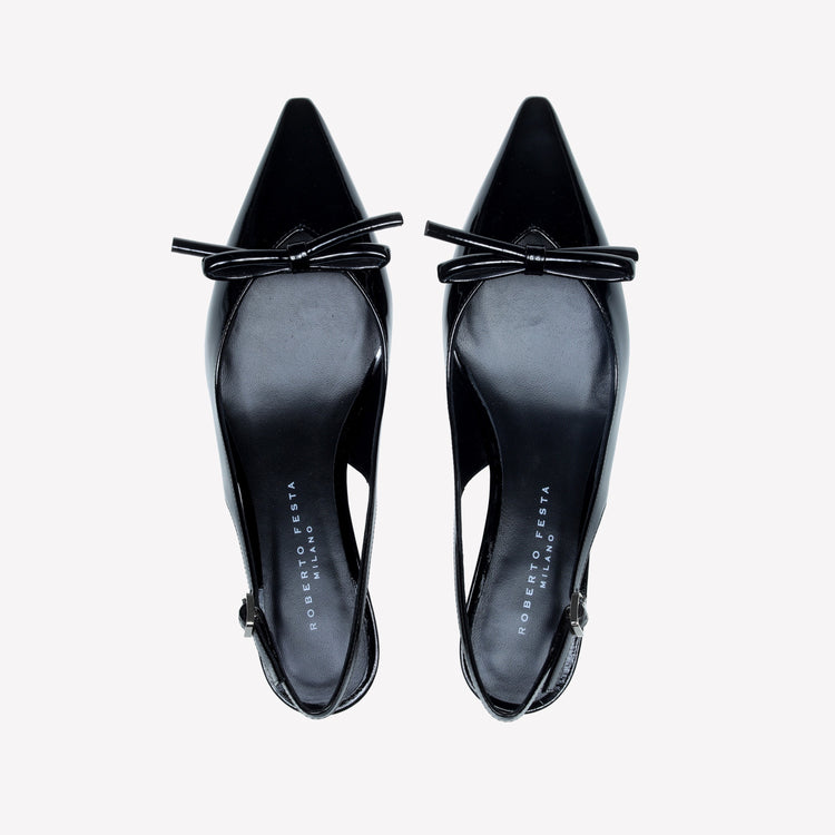 Roberto Festa SLINGBACK IN VERNICE NERA CON FIOCCHETTO SENYA In Saldo