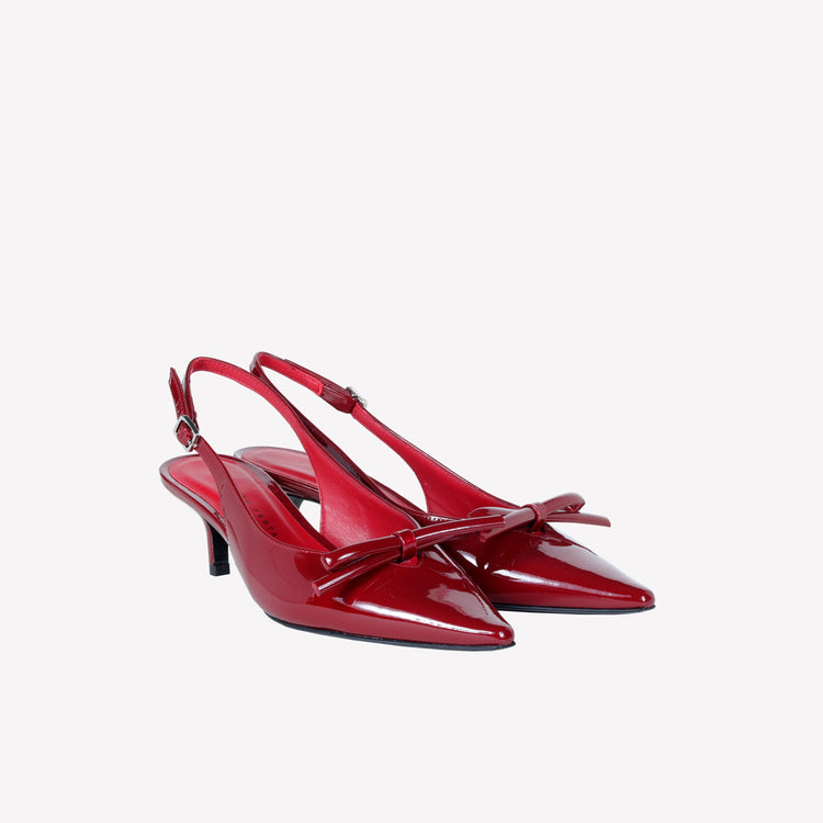 Roberto Festa SLINGBACK IN VERNICE ROSSA CON FIOCCHETTO SENYA Nuova
