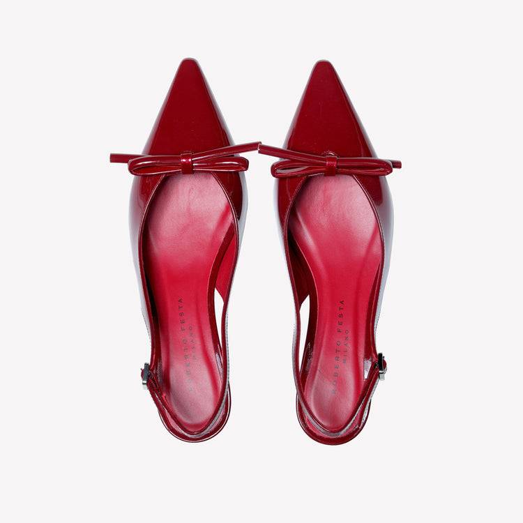 Roberto Festa SLINGBACK IN VERNICE ROSSA CON FIOCCHETTO SENYA Nuova