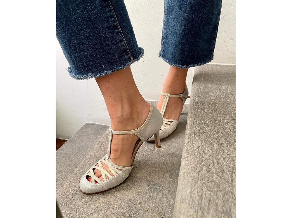 Rose'S Roses Colette – Silver T-Strap Prezzo Ridotto