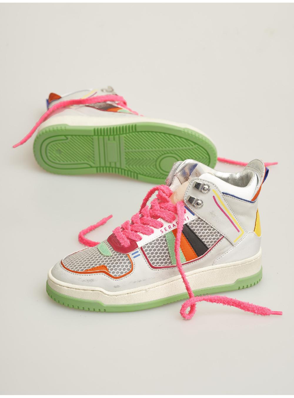 Serafini sneakers donna in pelle pelle laminata scamosciato tessuto a rete Serafini Shop In Vendita