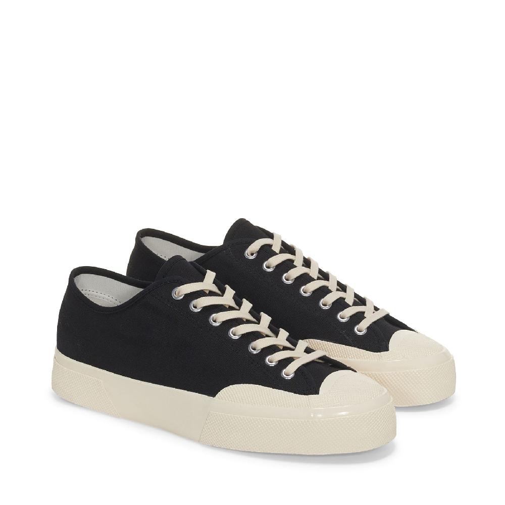 Superga 2432 WORKS LOW CUT COTTON CANVASBLACK-OFF WHITE Vendita